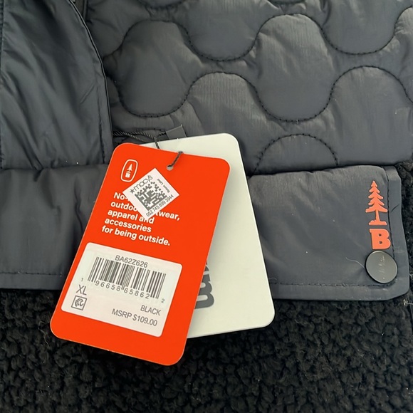 Bass Outdoor Woman’s Jacket Mixed Ripstop Quilted Sherpa Black/Orange - Picture 3 of 6